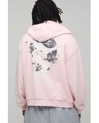 BoohooMAN - Tall Oversized Boxy Graphic Washed Zip Through Hoodie - Lyst
