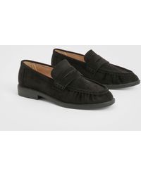 Boohoo - Wide Fit Faux Suede Ruched Loafers - Lyst