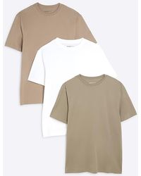 River Island - T-Shirt 3 Pack Mixed Colours Slim Fit - Lyst