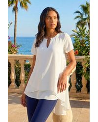 Roman - Ring Front Chiffon Overlay Top - Lyst