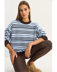 Bianco Lucci - Oversized Striped Knit Sweater - Lyst