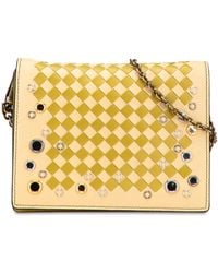 Bottega Veneta - Pre-Owned Nappa Intrecciato Studded Wallet On Chain - Lyst