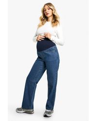 Boohoo - Maternity Over The Bump Boyfriend Jeans - Lyst