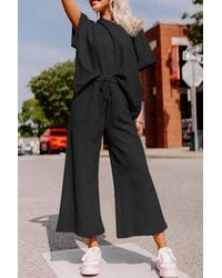 Azura Exchange - Strukturierte Geometrische Hose Mit Kordelzugbund - Lyst