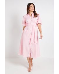 Wallis - Textured Organza Puff Sleeve Shirt Dress - Lyst