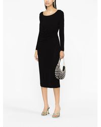 Alberta Ferretti - Long Sleeves V Neck Midi Dress - Lyst