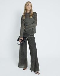 River Island - Wide Leg Trousers Plisse - Lyst