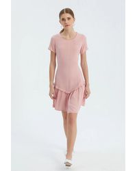 Hiccup - Round Neck Ruffle Short Sleeve Mini Dress - Lyst