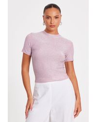 Quiz - Knit Embellished Top Viscose - Lyst