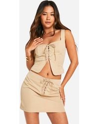 Boohoo - Lace Up Front Micro Mini Skirt - Lyst