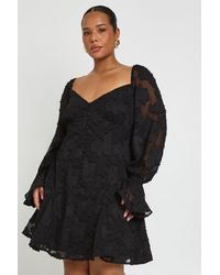 Boohoo - Plus Burnout Floral Godet Hem Mini Dress - Lyst