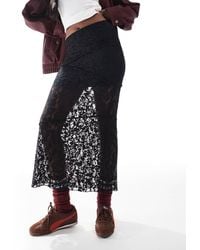 ASOS - Seam Detail Lace Maxi Skirt With Mini Lining - Lyst