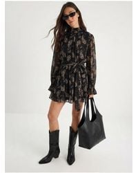 Bianco Lucci - Belted Paisley Print Turtleneck Mini Dress - Lyst