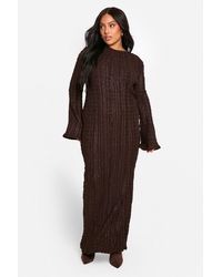 Boohoo - Plus Textured Flare Sleeve Maxi Dress - Lyst