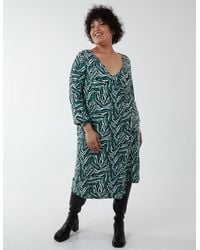 Blue Vanilla - Curve V-Neck Ring Detail Midi Dress - Lyst