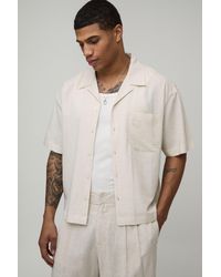 BoohooMAN - Oversized Boxy Fit Short Sleeve Linen Blend Shirt - Lyst