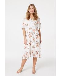 Izabel London - Multi Floral Lace Midi Tea Dress Viscose - Lyst