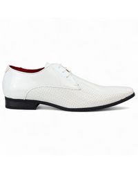Infinity Leather - Pointed Toe Formal Lace Up Perforated Shoes Faux Leather - Lyst