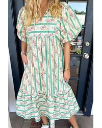 Azura Exchange - Bloemenprint Puff Sleeve Midi Jurk - Lyst