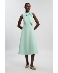 Karen Millen - Compact Stretch Bow Tie Neck Full Skirted Midi Dress - Lyst
