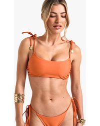 Boohoo - Sunshine Charm Trim Tie Shoulder Crop Bikini Top - Lyst
