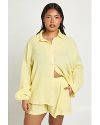 Boohoo - Plus Cheesecloth Beach Short - Lyst