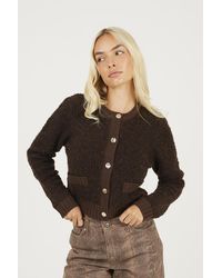 Brave Soul - Button Through Boucle Cardigan - Lyst