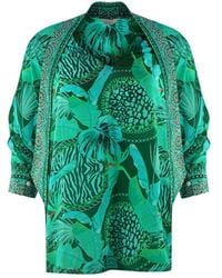Inoa - Valdivian Rainforest 1202114 Green Long Sleeve Blouse Silk Shirt - Lyst