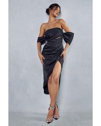 MissPap - Cupped Corseted Drape Sleeve Wrap Midi Dress - Lyst