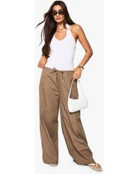 Boohoo - Cotton Poplin Wide Leg Trousers - Lyst