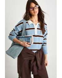 Boohoo - Stripe Button Collar Long Sleeve Knitted Jumper - Lyst