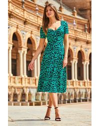 Sosandar - Print Sweetheart Neckline Twist Front Midi Dress - Lyst