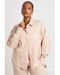 Boohoo - Plus Stripe Oversized Shirt - Lyst