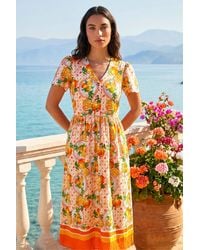 Roman - Fruit Print V-Neck Midi Dress - Lyst