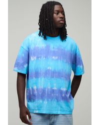BoohooMAN - Oversized Striped Tie Dye T-Shirt - Lyst