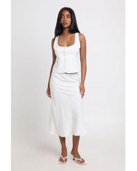 Boohoo - Trim Detail Tailored Midi Skirt - Lyst