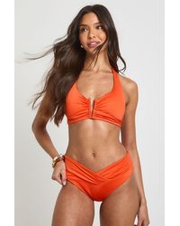 Boohoo - Plunge Halterneck Bikini Top And High Leg Bottoms - Lyst
