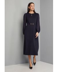 Wallis - Ponte A-Line Midi Dress With Chiffon Sleeves - Lyst