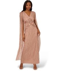 Adrianna Papell - Beaded Cape Long Dress - Lyst
