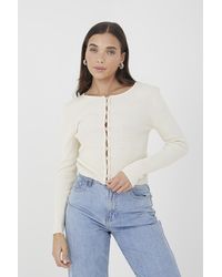 Brave Soul - 'Lelo' Ribbed Knitted Cardigan Cotton/Acrylic - Lyst