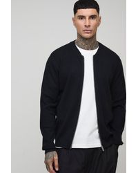 BoohooMAN - Tall Basic Regular Fit Knitted Bomber Jacket - Lyst