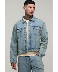 BoohooMAN - Tall Basic Oversized Boxy Denim Jacket - Lyst