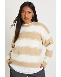 Boohoo - Plus Oversized Marl Stripe Jumper - Lyst