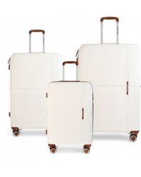 Infinity Leather - Hard Shell Strong Suitcase Set 8 Wheel Cabin Luggage Holiday Travel Case Abs - Lyst