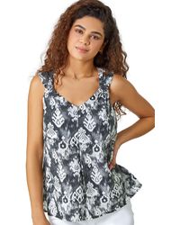 Roman - Aztec Print Button V-Neck Cami Top - Lyst
