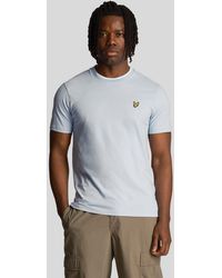 Lyle & Scott - Lyle Scott Lichtblauw T-shirt Met Getipte Kraag - Lyst