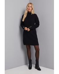 Wallis - Petite Lace Detail Ribbed Knitted Dress - Lyst