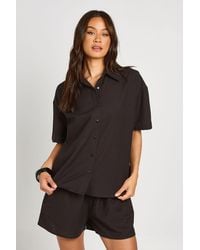 Boohoo - Tall Linen Look Boxy Short Sleeve Shirt & Co-Ord - Lyst