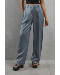 Warehouse - Premium Fringe Side Straight Leg Trouser - Lyst