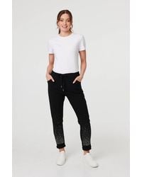 Izabel London - Diamante Detail Slim Cropped Trousers - Lyst
